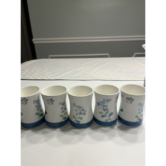 Vtg National Potteries LILAC TIME Bedford Ohio Juicer Pitcher & 5 Juice Glasses - Picture 3 of 16